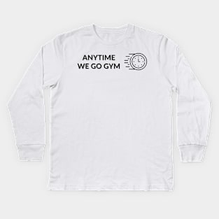 Anytime Fitness | Anytime We Go Gym Clock Logo Kids Long Sleeve T-Shirt